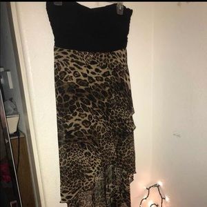 High low sweetheart neckline leopard dress